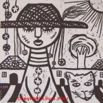 Observers Linocut by Lily S. May