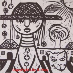 Observers Linocut by Lily S. May