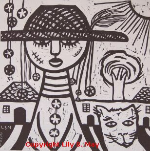 Observers Linocut by Lily S. May