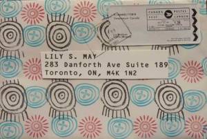 Envelope holding Goop Gallery's Mail Art