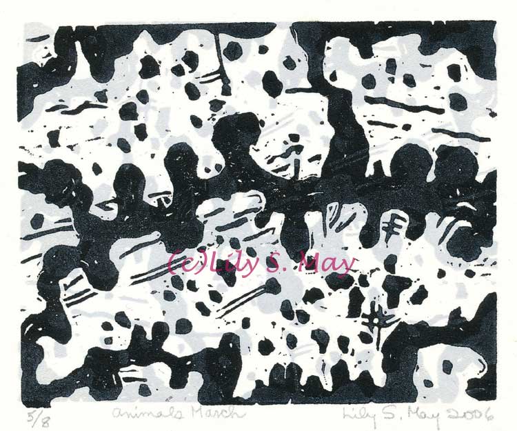 Animals March Linocut