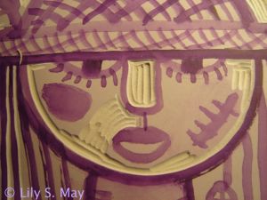 Linoleum block for Observer print, ©Lily S. May