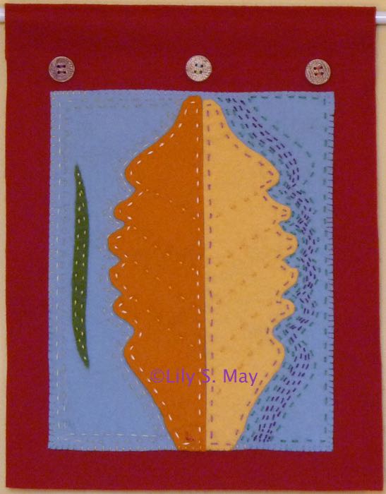 Leaf, wool felt wall hanging, ©2014 Lily S. May