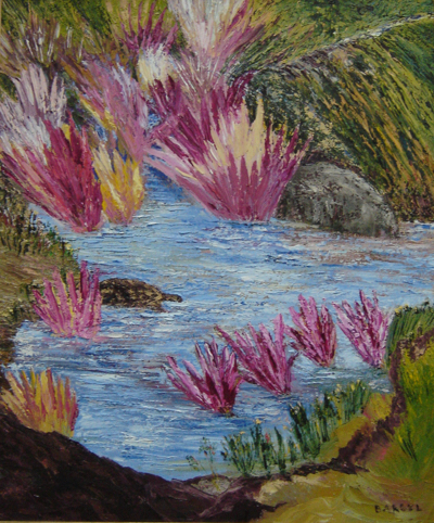 Palette knife oil painting by Bernice Barsel.